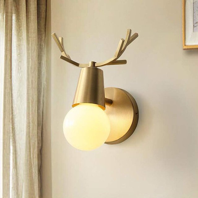 Nordic Creative Antler Wall Lamp For Study, Minimalist Wall Sconce With Exposed Bulb Design And Simple Lines, Suitable For 5-10 Square Meters