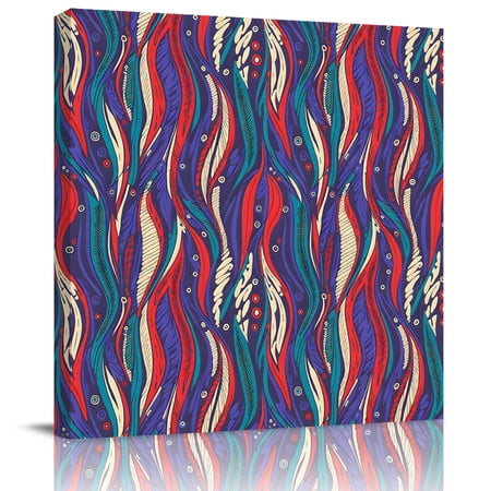 Wall Art Prints Red Green Purple Moire Framed Canvas Prints for Bedroom Living Room Bathroom Office Modern Abstract Geometric Gallery Wrap Wall Art Poster for Gifts Home Decor 12 x12
