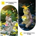 thumbnail image 3 of Solar Garden Statues Outdoor, Rabbit Figurines with LED Light, Solar Powered Light Yard Decorations for Patio, Balcony, Lawn Ornaments, 3 of 8