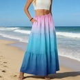 thumbnail image 5 of Women Skirt Boho Gradient High Waisted Flowy Maxi Skirts Tiered Long Skirts with Pockets for Summer Beach Vacation, 5 of 6