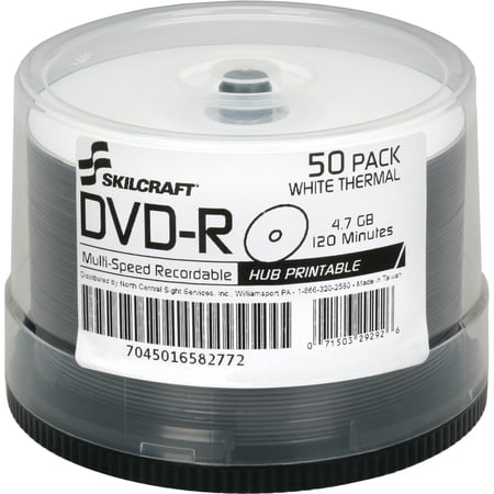 UPC: 0071503296085 | SKILCRAFT  NSN6582772  Laser 4.7GB 16X DVD-R Discs  50  Matte White