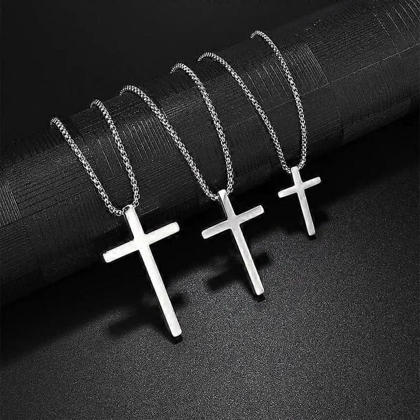 Glamon Stainless Steel Cross Pendant Necklace for Men Women Minimalist Silver Jewelry Male Female Prayer Necklaces Chokers Fashion Jewelry
