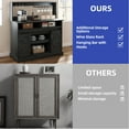 thumbnail image 3 of Uforic 47" Farmhouse Coffee Bar Cabinet, Buffet Sideboard with Power Outlets, Wine Glass Rack, Black Oak, 3 of 8
