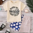 thumbnail image 4 of Tiijoy Boys 2 Piece Outfits Summer Baseball Print Short Sleeve Tee Shorts Set, Sizes 6M-3T, 4 of 4