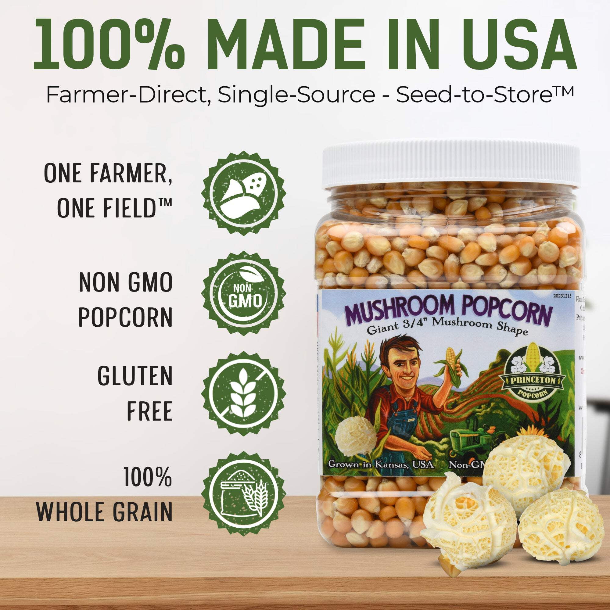 2lbs Mushroom Shaped Unpopped Popcorn Kernels