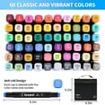 thumbnail image 5 of IZZONI 60-Color Alcohol Art Markers Set, Dual-Tip Permanent Sketch Pens for Adult Coloring Books, Drawing & Sketching, with Carry Case & Organizer, 5 of 6