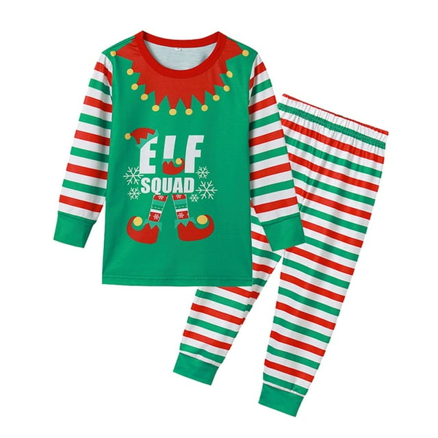 Pyjamas Assortis pour la Famille, Ensembles de Pyjamas de Noël pour Enfants, Vêtements de Nuit Elf Vert