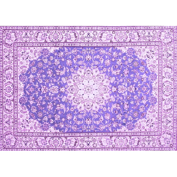 Ahgly Company Indoor Rectangle Medallion Purple Traditional Area Rugs, 7' x 10'