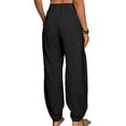 thumbnail image 4 of Avamo Women Beach Linen Pants Hight Waist Harem Pants Jogger Pants Ladies Comfy Boho Elastic Waist Hippie Boho PJs Lounge Beach Trouser Pants, 4 of 4