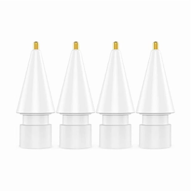 LinQingQ 4 Pack Replacement Tips for Apple Pencil 2nd Generation and 1st Generation Fine Point Metal Tip, Wear-Resistant & Precise Control (1.95mm, White)