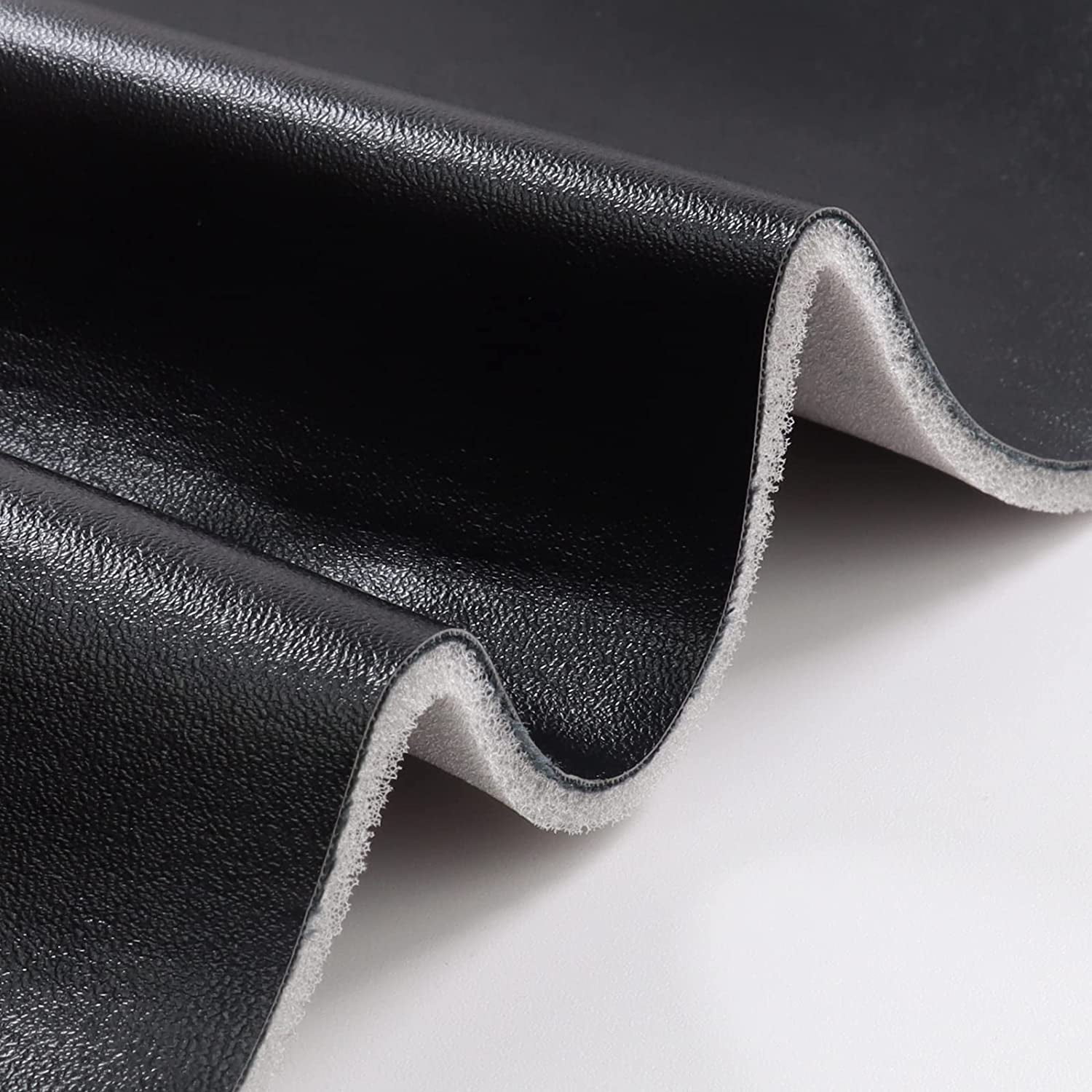 Foam Backed Vinyl Marine PU Fabric - 5/16" Foam Backing 54" Wide for Automotive/Home Headliner, Furniture Upholstery, Headboards, Replacement/Repair/DIY Sold - Black