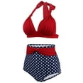 thumbnail image 5 of Women's High Waist Bikini Set Tummy Control Swimsuit Swimwear Halter Lace Up Bra Tops Summer Bathing Suits Floral 2 Pieces Swimming Costume Set Plus Size S-XXXL, 5 of 5