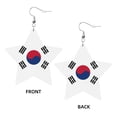 thumbnail image 2 of Leather Star Hook Earrings South Korean Flag Print Earring Dangle Drop Earring For Women, 2 of 6