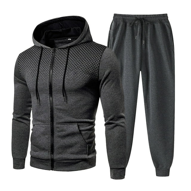 Produk Classification Men's Suits — Product Title Mens Winter Sports Plus Polka Print Zip Hoodie and Jogger Set