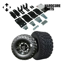 Hardcore Parts 4" Block Lift Kit for YAMAHA G2/G9 Golf Cart with 10" Machined/Black 'Lancer' Wheels and 20"x10"-10" DOT rated All-Terrain tires