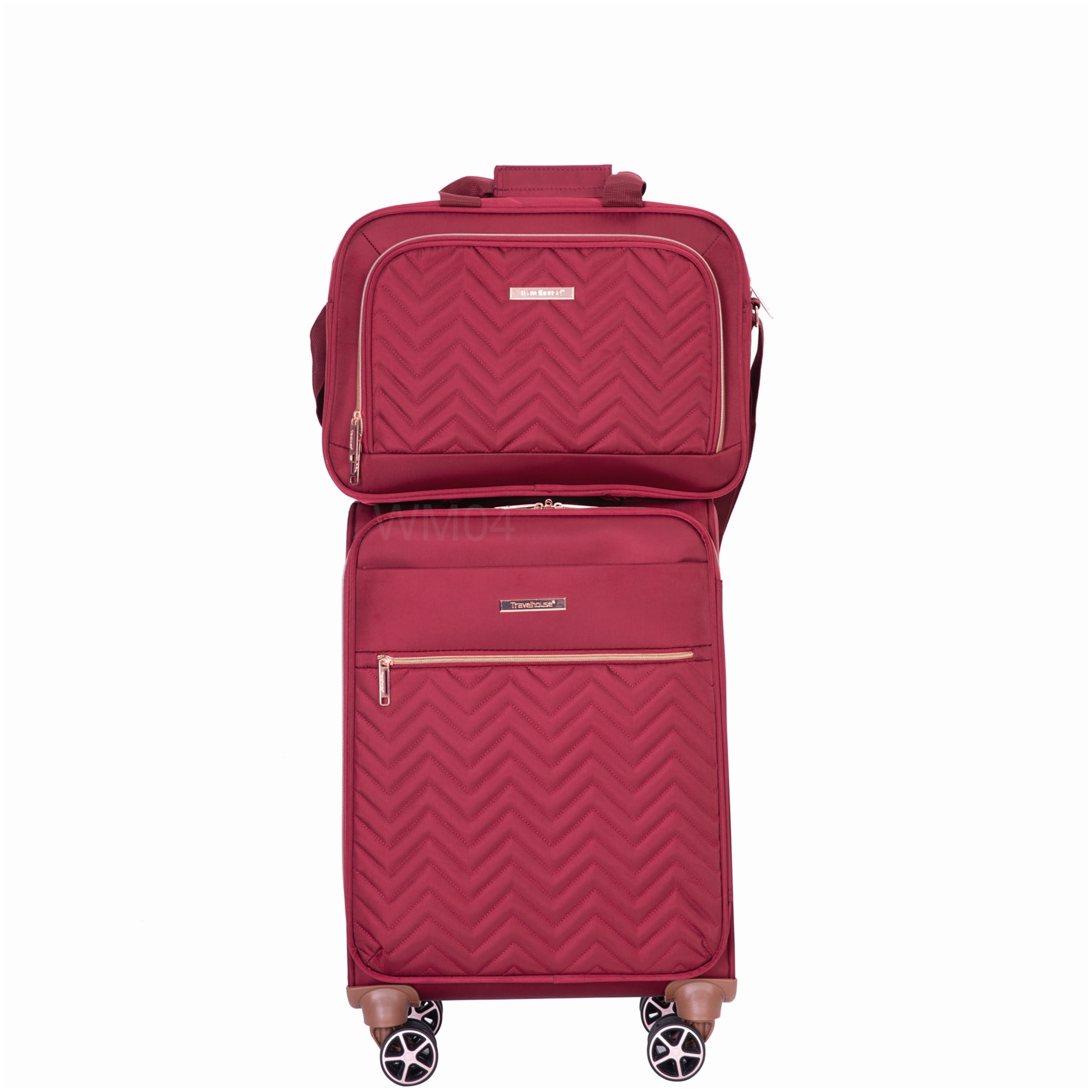 MANGIJOY Lightweight Polyester 4-Piece Luggage Set with 360° Spinner Wheels, Red Expandable Carry On and Checked Suitcases