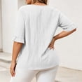 thumbnail image 6 of ClodeEU Women's Plus Size Crew Neck Ruff Short Sleeve T-Shirt,Casual Loose Fit Top White,Women's Plus XXXXXL, 6 of 9
