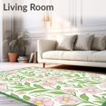 thumbnail image 2 of ODIKA 5'x7' Machine Washable Non-Slip Area Rug, Enchanted Garden Lattice Whimsical Blooming Arrangement High Traffic Rug with Pad, Pink, 577335, 2 of 8