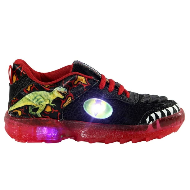 Tenis Nino Kuali Shoes Dinosaurio Rex Luces Led Comodo Little Kings 270 R Talla 15 al 21 cm Plata Negro Rojo Walmart en linea