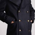 thumbnail image 4 of JXMVOJ Men's Lapel Long Trench Coat Casual Cotton Blend Peacoat Fashionable British Men Solid Color Woolen Trench Coat Slim Lapel Long Sleeved Hooded Casual Coat Jacket, 4 of 5
