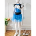 thumbnail image 3 of iEFiEL Kids Girls Alien Costume Metallic Leotard Dress Shiny Sequins Tutu Tulle Dress Blue 6, 3 of 7