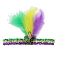 thumbnail image 2 of Diadema de lentejuelas de Mardi Gras para el cabello para suministros de fiesta de carnaval Pluma tricolor, 2 of 9