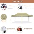 thumbnail image 6 of HOTEEL 10x20 Canopy Tent with Sidewalls,3 Adjustable Height Commercial Canopy,Pop Up Party Canopy with 12 Stakes & 6 Ropes,Khaki, 6 of 10