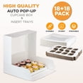 thumbnail image 2 of [18 Sets] 14x10x4" White Cupcake Box with Window and Inserts - Holds 12  Muffins, Auto-Popup Cardboard, Gift and Bakery Packaging, Baking Containers for Cakes, Donuts, Cookies and Pastries, 2 of 7