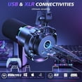 thumbnail image 2 of MAONO Kit de micrófono dinámico XLR/USB, micrófono RGB Podcast con software, silencio, perilla de ganancia, control de volumen, brazo de soporte para streaming, juegos, voz en off, grabación-PD200XS n, 2 of 5