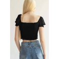 thumbnail image 4 of Ragstock Black Smocked Ruched Front Milkmaid Top, 4 of 4