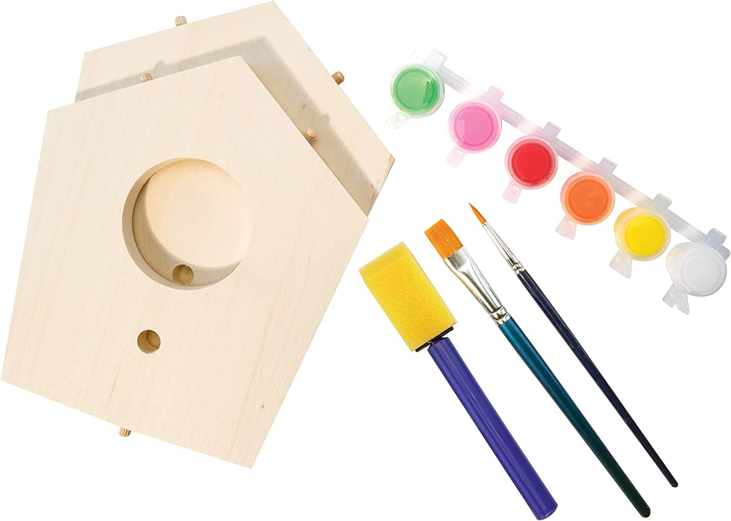 MindWare Make Your Own Birdhouse Kit, Wood Art Kit for Kids, Includes Pre-Cut Wood Pieces and Art Supplies to Assemble and Paint Your Own Bird House
