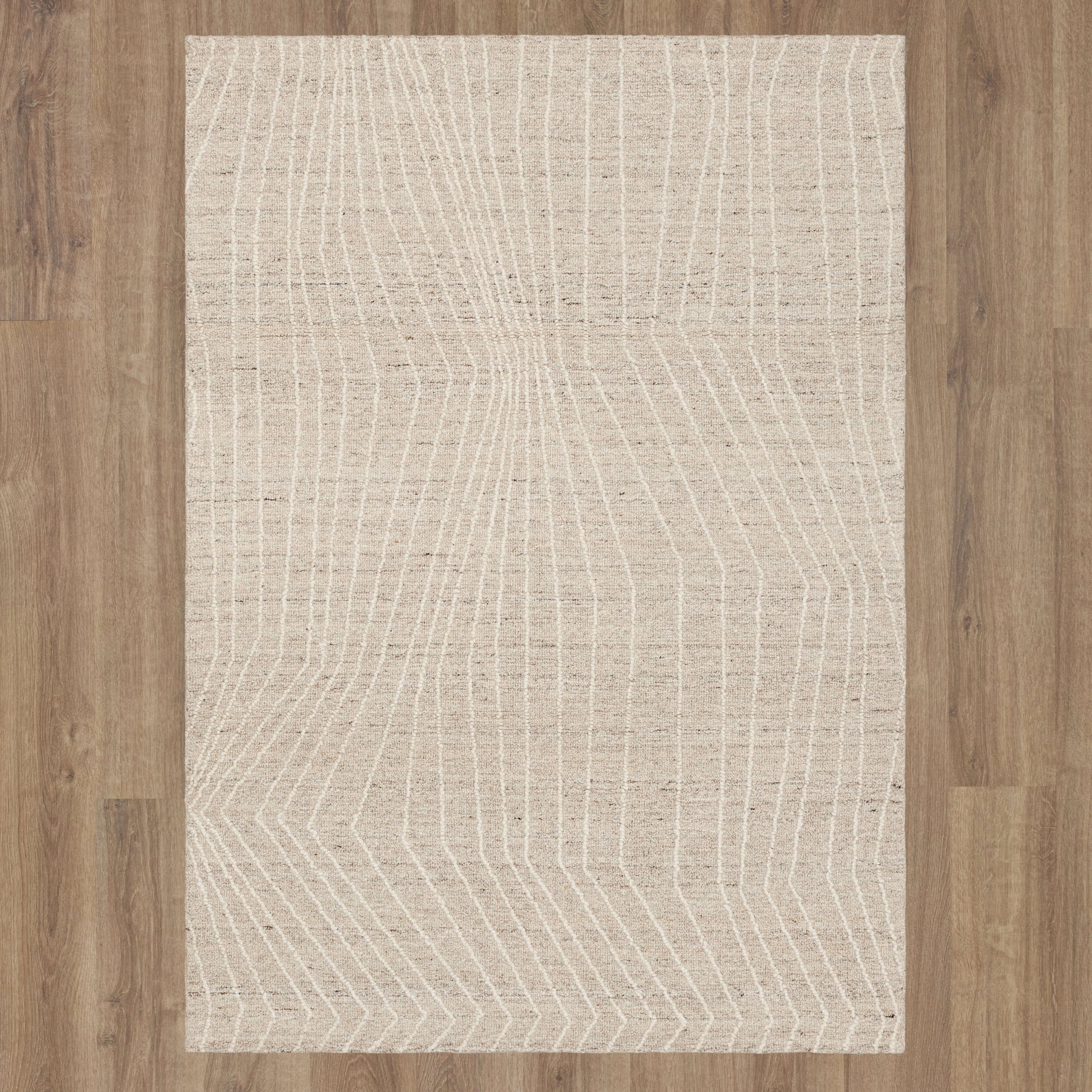 Mainstays Wool Lines Plush Indoor Tufted Area Rug, Ivory, 5 ft x 7 ft