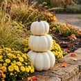thumbnail image 4 of Fall Pumpkin Stack Decor, 3 Tier Resin Look Plastic Pumpkin Ornament, Tabletop Decor for Mantel Tiered Tray, 4 of 6