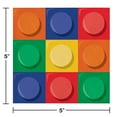 thumbnail image 2 of Club Pack of 192 Red and Yellow Building Block 2-Ply Beverage Party Napkins 5", 2 of 2