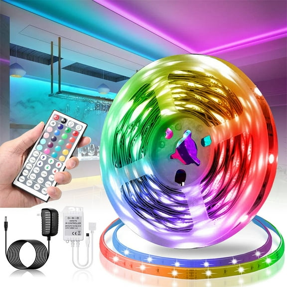 LED Strip Lights,16.4ft 5M Waterproof Flexible Strip 300leds Color Changing RGB SMD5050 LED Light Strip Kit RGB 5M  44Key Remote 12V Power Supply