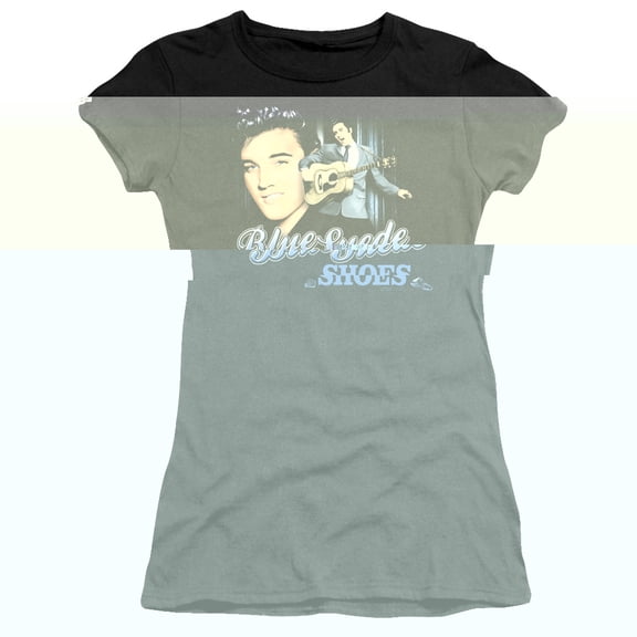 Elvis Presley Blue Suede Shoes Premium Junior Women's T-Shirt Black