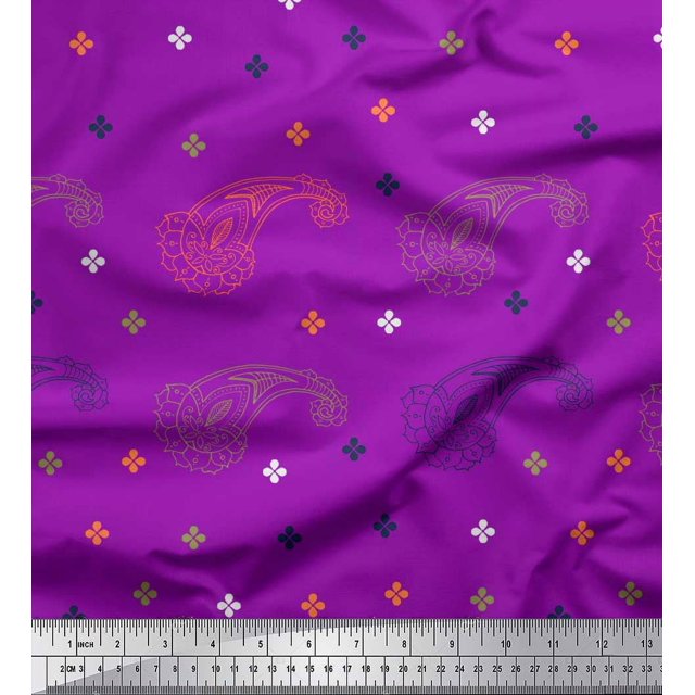 Soimoi Cotton Poplin Fabric Paisley & Jamdani Decor Fabric Printed Yard 42 Inch Wide