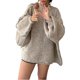 thumbnail image 1 of Suéteres de Cuello Alto de Gran Tamaño para Mujer, Jerseys de Punto Grueso de Larga, Ropa de Moda de Invierno, Otoño Caqui L, 1 of 10