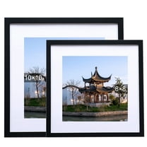 AJZIOJIRO 10x10 Picture Frames Square Pictures Frame Wooden Art Photo Frame 2IN1 Can Be Placed or Wall Hung Solid Wood Pictures Frame With Mats (Wood)