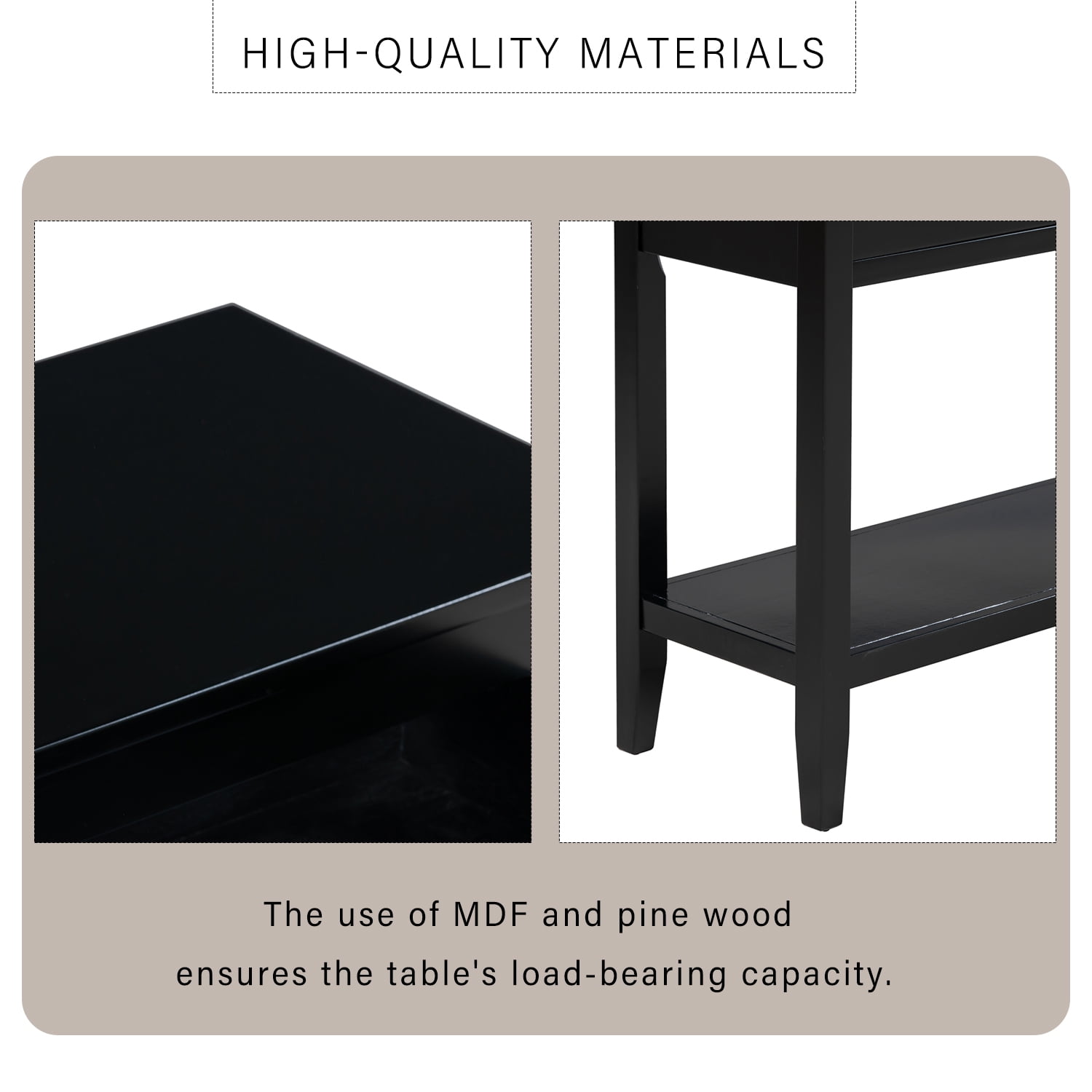 Harper & Bright Designs Rustic Console Table with Drawer, Contemporary Long Sofa Table Entryway Table with Shelf, Entrance Table for Entryway Hallway Living Room, Black