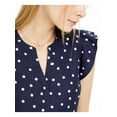 thumbnail image 3 of MAISON JULES Womens Navy Polka Dot Cap Sleeve V Neck Top L, 3 of 4