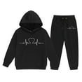 thumbnail image 3 of Girls Clothes Tracksuit Set Athletic 2 Piece Outfit Letter Print Sweatshirts Sweatpants Casual Long Sleeve Shirts Sports Jogging Suit Set Gifts For Teenage Girls #09 Black,8-9Y, 3 of 3