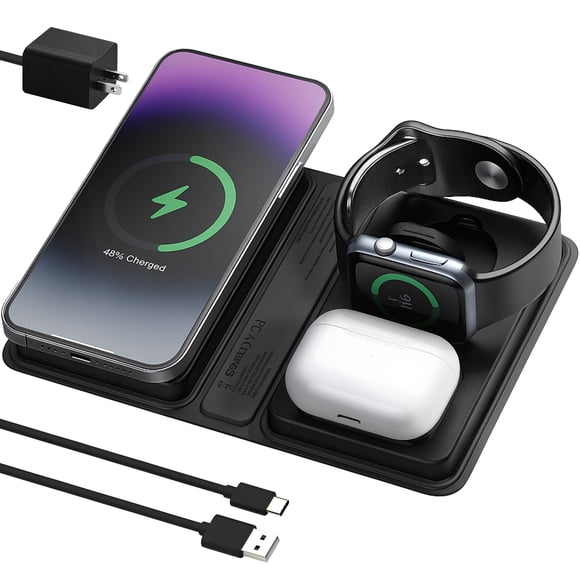 OXAA 8000mAh 4-in-1 Foldable Wireless Charging Power Bank for Apple Devices, MagSafe Compatible, Qi-Certified, Travel-Friendly, Includes 45W Adapter