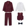 thumbnail image 3 of Boys Wedding Ring Bearer Tuxedo Suit 5 PCS Gentlemen Outfits Blazer Dress Shirts Pants Vest Bowtie Formal Dresswear 12 Years, Wine, 3 of 7