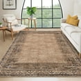 thumbnail image 2 of Hasoo Washable Bedroom Border Area Rug 8' x 10' Rug for Living Room Polyester Brown Stain-Resistant Indoor Carpet, 2 of 6