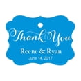 thumbnail image 1 of 100 PCS Personalized Made Scallop Edges Hang Tags Thank You Custom Wedding Favor Gift Paper Tags, 1 of 1