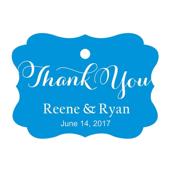 100 PCS Personalized Made Scallop Edges Hang Tags Thank You Custom Wedding Favor Gift Paper Tags