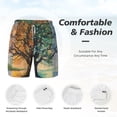 thumbnail image 5 of Lsque Mens Swim Trunks Seasonal Tree Reflection Pattern - Bathing Suit Compression Liner - Beach Swim Shorts Swimwear - (S-3XL) - Stretch Quick Dry -3X-Large, 5 of 9