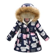 TAIAOJING Toddler Kids Winter Jackets Girls Hooded Baby Warm Windproof Coat Thick Winter Girls Coat Outwear Snowsuit 6-7 Years