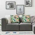 thumbnail image 3 of GOSMITH Square 2-Piece Short Plush Pillowcase Tropical Summer Hawaiian Style Coral Orange Aqua Blue Green Leaf Print White, 3 of 6